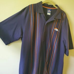 Reebok NFL Team Apparel Denver Broncos Casual Button Front Shirt Size Large